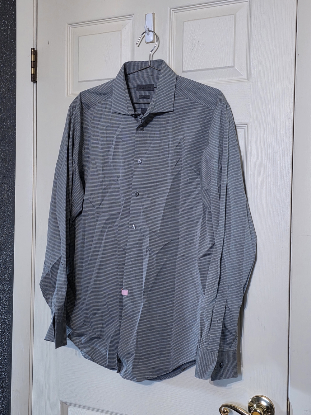 Calvin Klein Men's Gray Striped Dress Shirt